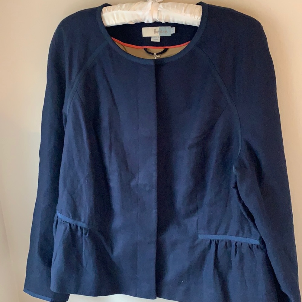 Boden Jacket, blue peplum lined.Sz: 14. NWT